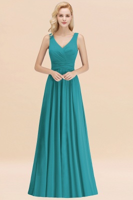 Sleeveless Chiffon Newest A-line Straps Floor-length Bridesmaid Dress_6