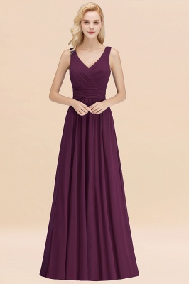 Sleeveless Chiffon Newest A-line Straps Floor-length Bridesmaid Dress_8