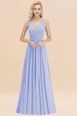 Sleeveless Chiffon Newest A-line Straps Floor-length Bridesmaid Dress_7