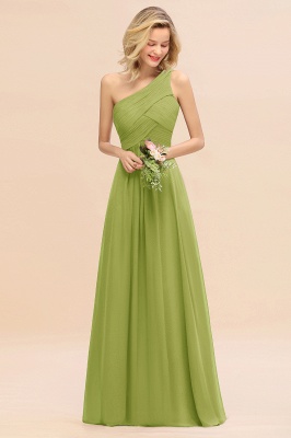 Elegant Ruched Chiffon One Shoulder Bridesmaid Dress Long Sleeveless Evening Dress_34