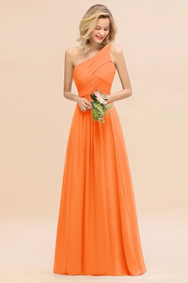 Elegant Ruched Chiffon One Shoulder Bridesmaid Dress Long Sleeveless Evening Dress_15