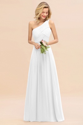 Elegant Ruched Chiffon One Shoulder Bridesmaid Dress Long Sleeveless Evening Dress_1