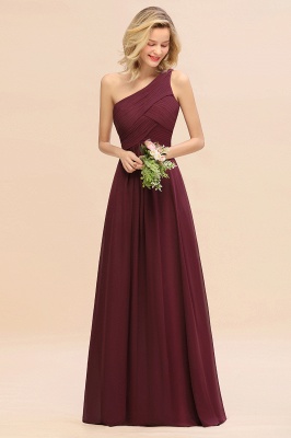 Elegant Ruched Chiffon One Shoulder Bridesmaid Dress Long Sleeveless Evening Dress_10