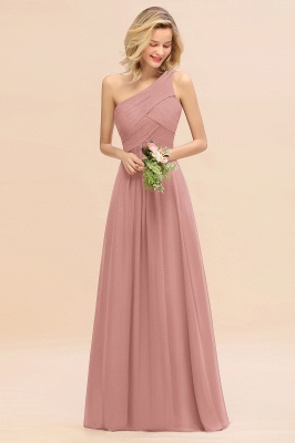 Elegant Ruched Chiffon One Shoulder Bridesmaid Dress Long Sleeveless Evening Dress_50