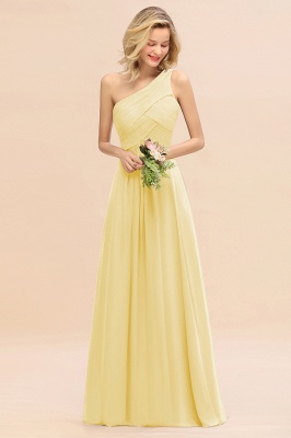 Elegant Ruched Chiffon One Shoulder Bridesmaid Dress Long Sleeveless Evening Dress_18