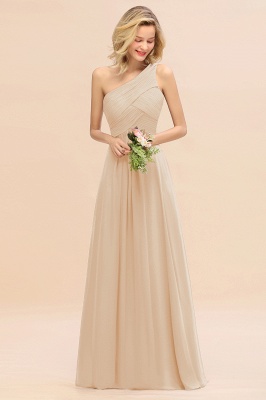 Elegant Ruched Chiffon One Shoulder Bridesmaid Dress Long Sleeveless Evening Dress_14