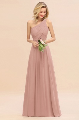 Elegant Ruched Chiffon One Shoulder Bridesmaid Dress Long Sleeveless Evening Dress_6