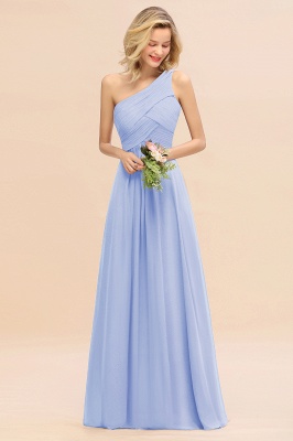 Elegant Ruched Chiffon One Shoulder Bridesmaid Dress Long Sleeveless Evening Dress_22