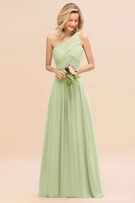 Elegant Ruched Chiffon One Shoulder Bridesmaid Dress Long Sleeveless Evening Dress_35