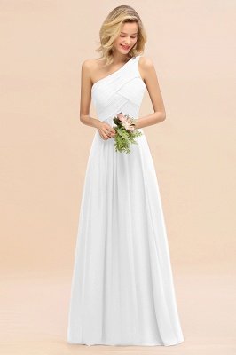 Elegant Ruched Chiffon One Shoulder Bridesmaid Dress Long Sleeveless Evening Dress_1