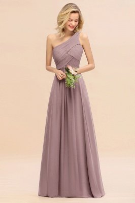 Elegant Ruched Chiffon One Shoulder Bridesmaid Dress Long Sleeveless Evening Dress_37