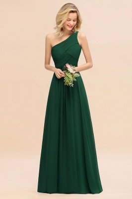 Elegant Ruched Chiffon One Shoulder Bridesmaid Dress Long Sleeveless Evening Dress_31