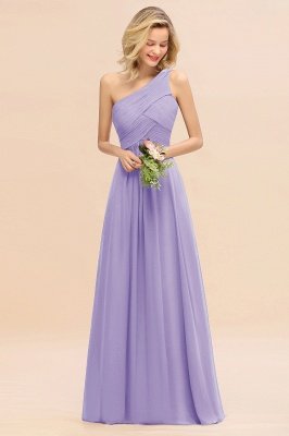 Elegant Ruched Chiffon One Shoulder Bridesmaid Dress Long Sleeveless Evening Dress_21