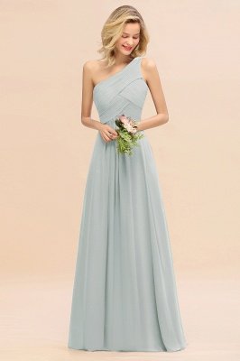 Elegant Ruched Chiffon One Shoulder Bridesmaid Dress Long Sleeveless Evening Dress_54