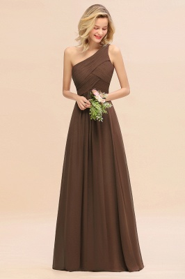 Elegant Ruched Chiffon One Shoulder Bridesmaid Dress Long Sleeveless Evening Dress_12