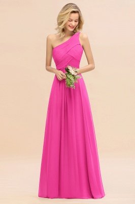 Elegant Ruched Chiffon One Shoulder Bridesmaid Dress Long Sleeveless Evening Dress_9