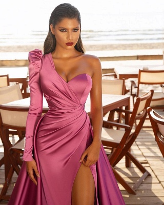 Robe de soirée sexy fendue sur le côté de la robe de bal en satin à une épaule_6