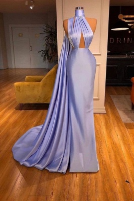 Charming Lilac One-shoulder Mermaid Long Prom Dresses Satin Sleveless Party Dress_1