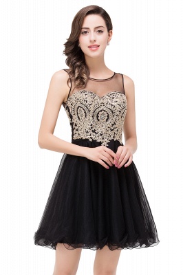 ESTRELLA | A-line Crew Short Sleeveless Appliques Prom Dress_7