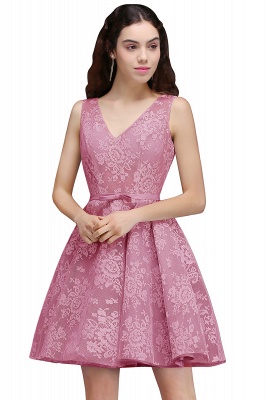 ALEAH | A Line Strtaps Lace Cocktail Homecoming Dresses With Sash_1