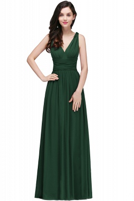 Ruched Chiffon A-line V-Neck Burgundy Evening Dresses_8