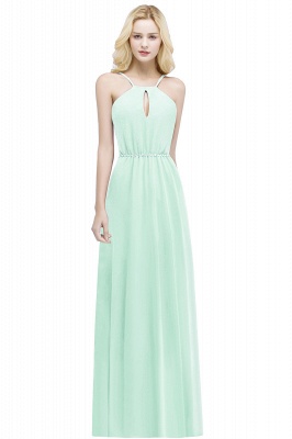 ROMA | A-line Keyhole Neckline Spaghetti Bridesmaid Dresses with Beading Sash_2