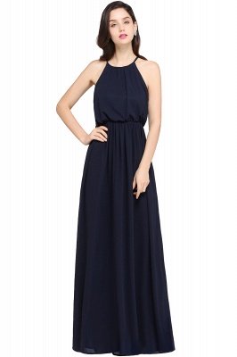 CHEYENNE | A-line Floor-length Chiffon Navy Blue Simple Prom Dress_6