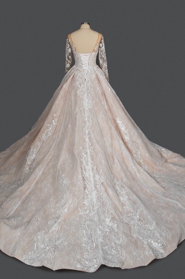 Glamoroso vestido de fiesta de encaje floral con mangas largas Aline vestido de novia para niñas y mujeres_2