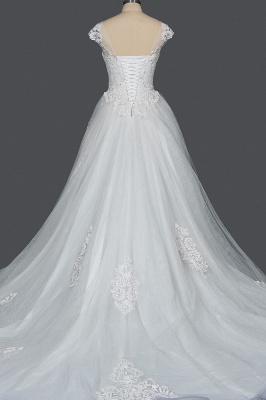 Cap manches col en V tulle dentelle appliques robe de mariée Aline_7