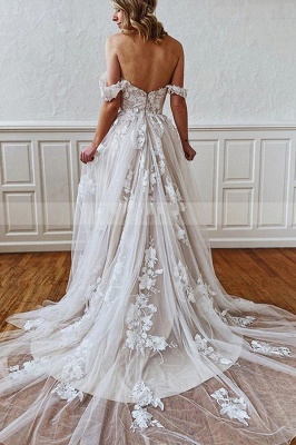 Charmante robe de mariée en dentelle florale 3D sans manches Aline chérie robe de mariée simple_2