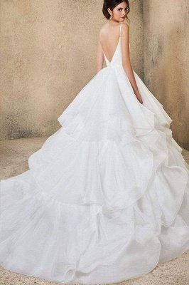 Vestido de novia hinchado con tirantes finos de novia Vestido de novia simple sin mangas_8