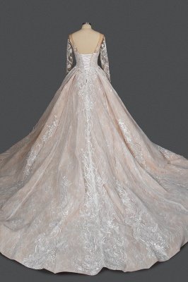 Robe de mariée glamour en dentelle florale à manches longues Aline robe de mariée pour filles femmes_2