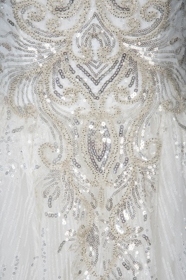 Spaghett Straps Sweetheart Aline Wedding Dress Sparkly Sequins Bridal Gown_6