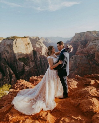 Élégante robe de mariée en tulle en dentelle à col en V Robe de soirée sans manches_4