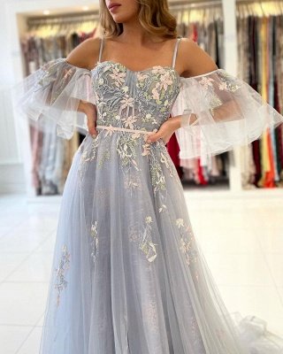 Charmante robe de soirée en tulle à épaules dénudées_5