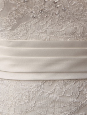 Bodenlanges weißes Braut-Ballkleid Brautkleid mit Herz-Ausschnitt-Applikationen_8