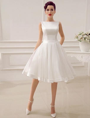 Short Wedding Dress Vintage Bridal Dress 1950’S Bateau Sleeveless Reception Bridal Gown Exclusive_3