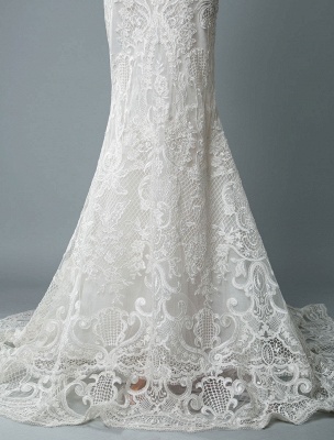 Lace Wedding Dress Mermaid Sweetheart Strapless Sleeveless Floor Length With Train Bridal Dresses_7