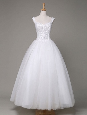 Tulle Wedding Dress Sweatheart Beading Ball Gown Floor Length Bridal Dress_1