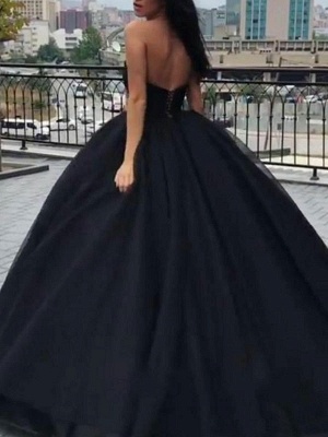 Vestidos de novia negros Tela de satén Princesa Silueta Imperio Cintura Hasta el suelo Vestido de novia_3