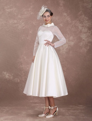 Wedding-Dresses-Short-1950'S-Vintage-Bridal-Dress-Long-Sleeve-Sweetheart-Neckline-Satin-Ivory-Rockabilly-Wedding-Dress-Exclusive_4