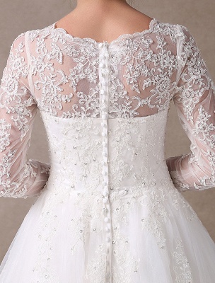 Wedding Dresses Princess Ball Gowns Ivory Long Sleeve Lace Applique Beading Chapel Train Bridal Dress Exclusive_9