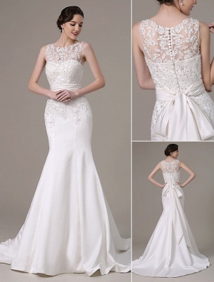 Mermaid Wedding Dresses With Elegant Detachable Lace Jacket Sweep Train(Veil Not Included) Exclusive_1