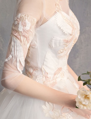 Ball-Gown-Princess-Wedding-Dresses-Ivory-Half-Sleeve-Backless-Applique-Bridal-Dress_10