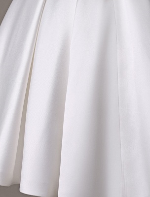 Ivory Wedding Dresses 2021 Short Satin Knee Length Bow Sash Retro Bridal Dress Exclusive_15