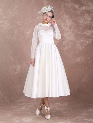 Wedding-Dresses-Short-1950'S-Vintage-Bridal-Dress-Long-Sleeve-Sweetheart-Neckline-Satin-Ivory-Rockabilly-Wedding-Dress-Exclusive_2