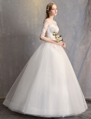 Ball-Gown-Princess-Wedding-Dresses-Ivory-Half-Sleeve-Backless-Applique-Bridal-Dress_4
