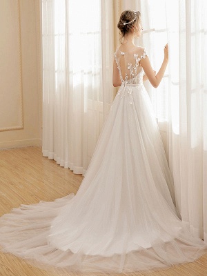 Beach Wedding Dress Bohemian Maxi Bridal Dresses Ivory Flowers Applique Illusion Open Back Summer Wedding Gowns_4