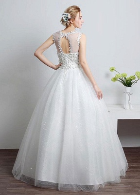 Prinzessin Brautkleid Elfenbein Schatz Illusion Ausschnitt Cut Out Bodenlangen Brautkleid Mit Strass Blumen_4