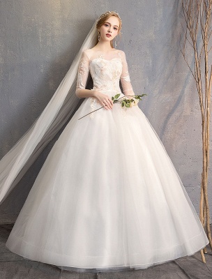 Ball-Gown-Princess-Wedding-Dresses-Ivory-Half-Sleeve-Backless-Applique-Bridal-Dress_5
